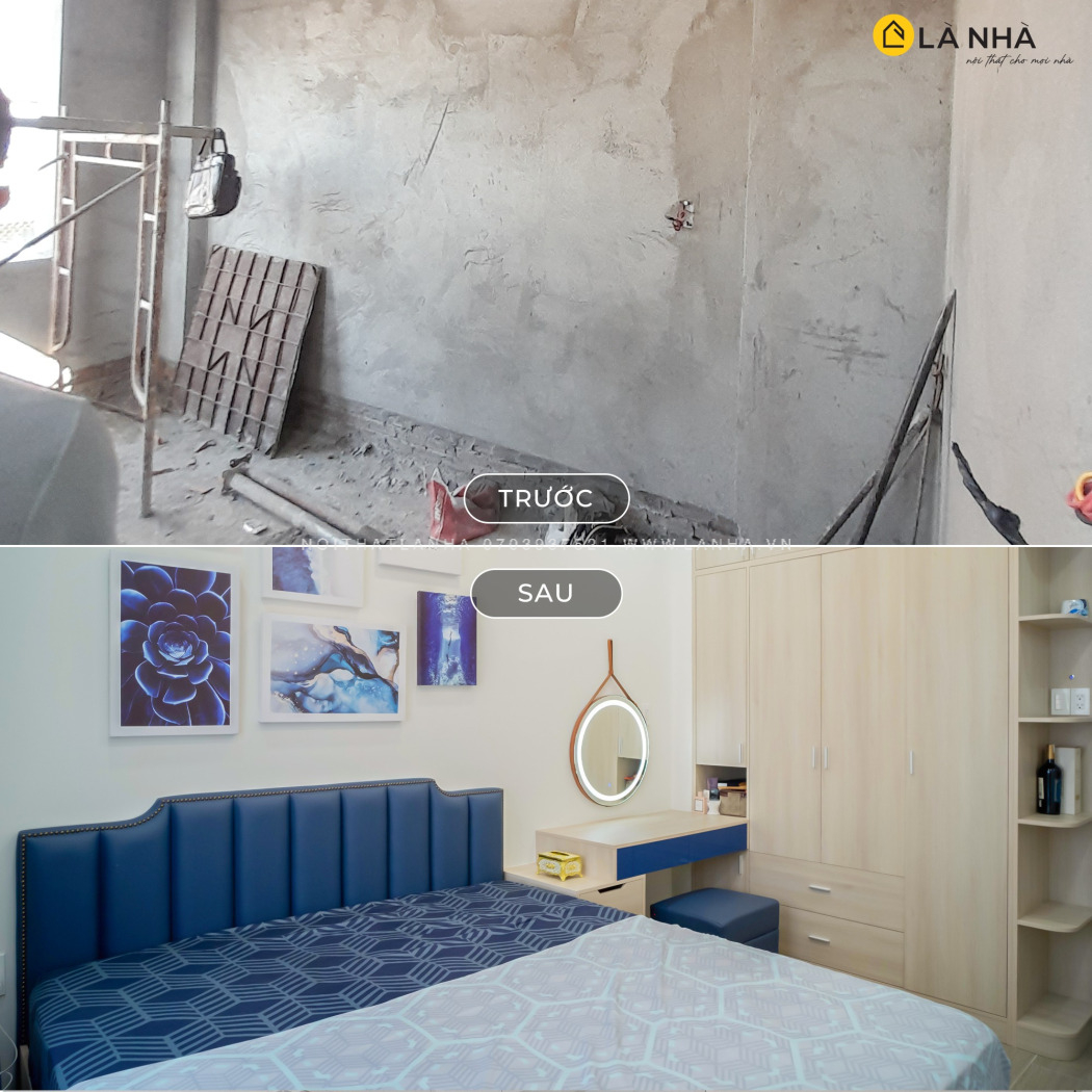 Hình ảnh trước và sau khi okking0 thi công nội thất nhà phố trọn gói
