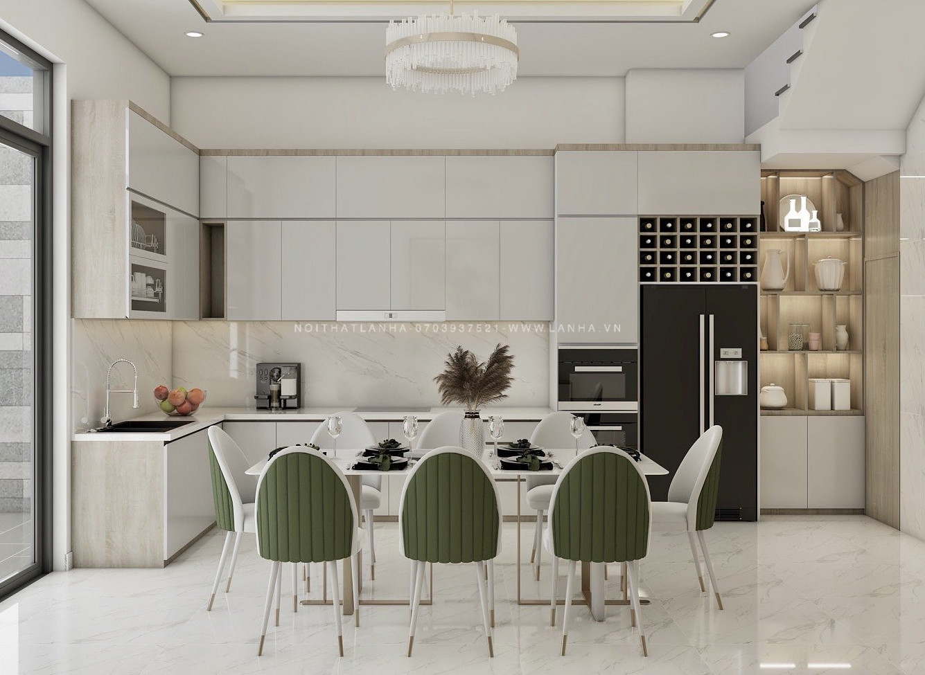 thi công nội thất nhà phố tone trắng m.okking39 hiện đại