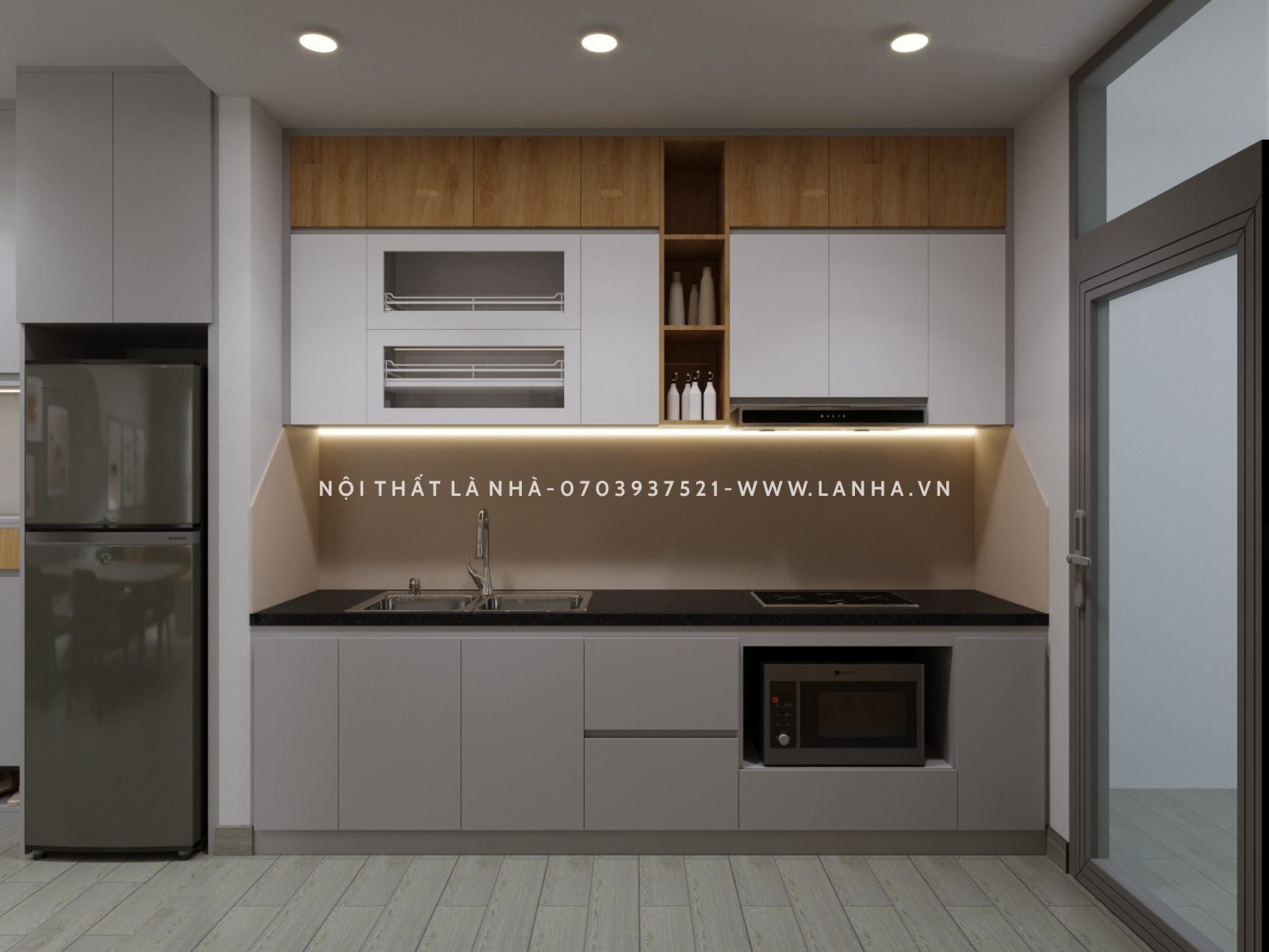 Tủ bếp hình chữ I m.okking39 hiện đại