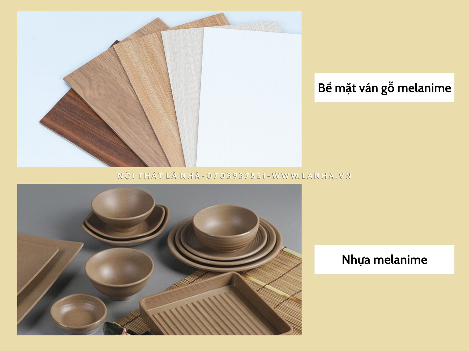 Bề mặt ván gỗ Melamine và nhựa Melanime