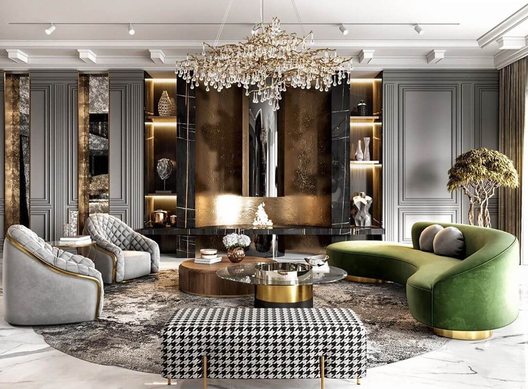 Phong cách Luxury có sự kết hợp của nhiều mảng màu sắc khác nhau