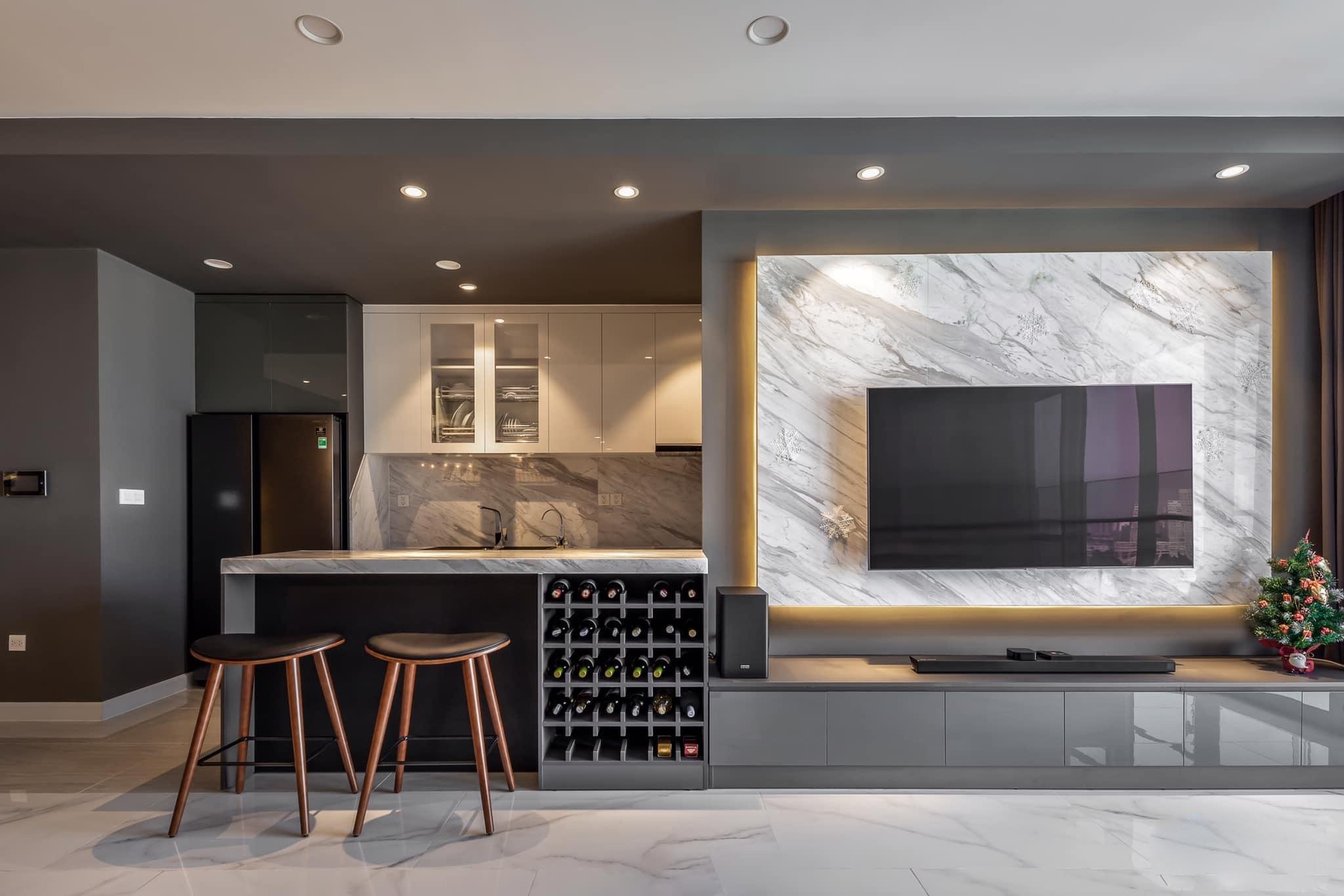 Bar mini được tận dụng làm bàn ăn
