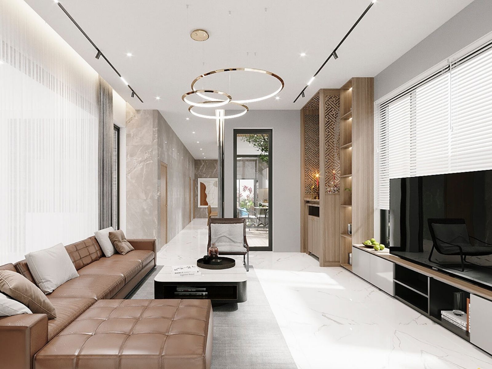 Thiết kế lối đi thuận tiện cho phòng khách