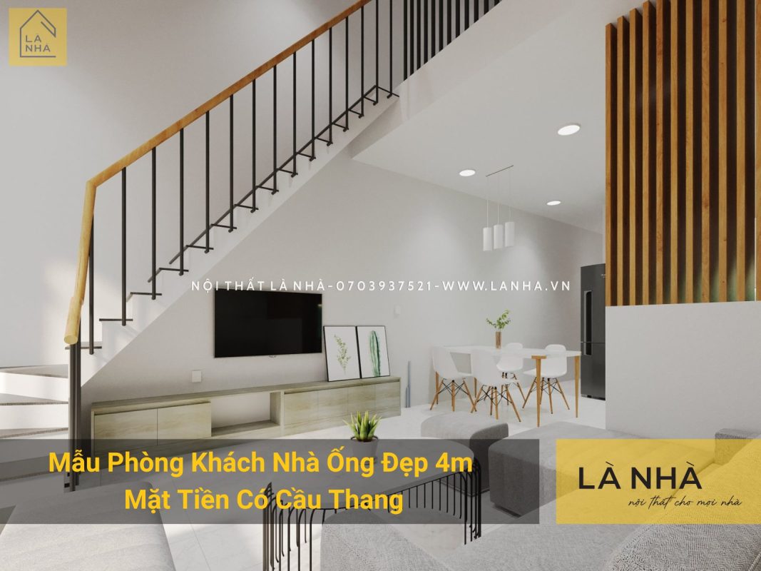 Phong Khach Nha Ong Dep 4m Thumbnail Tham khảo mẫu phòng khách nhà ống đẹp 4m đơn giản, tiện nghi