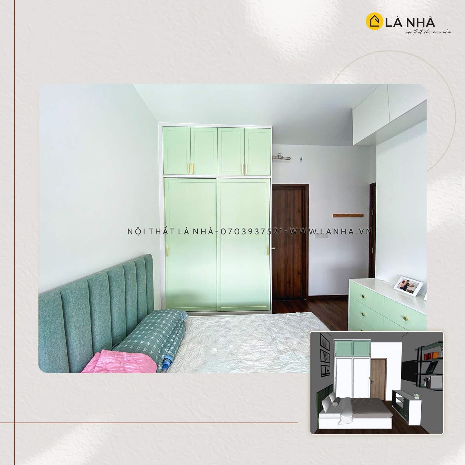 Thiết kế okking với màu xanh ngọc làm chủ đạo