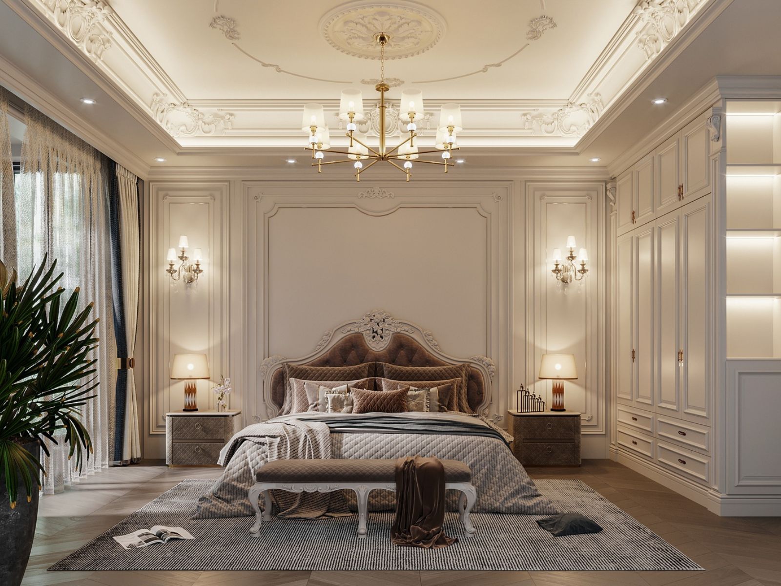 okking.con với tủ quần áo tân cổ điển với các đường phào chỉ