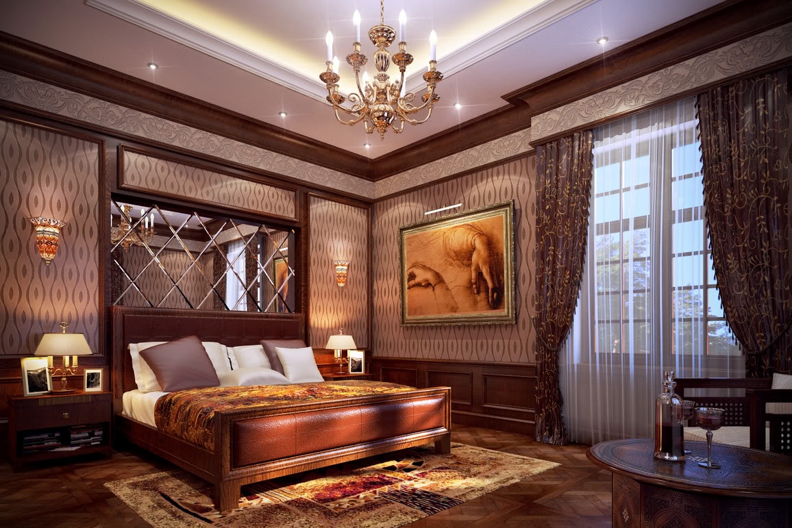 Đèn trang trí bằng thủy tinh và đèn chùm đối xứng với m.okking39 tân cổ điển cũng được sử dụng để tạo điểm nhấn