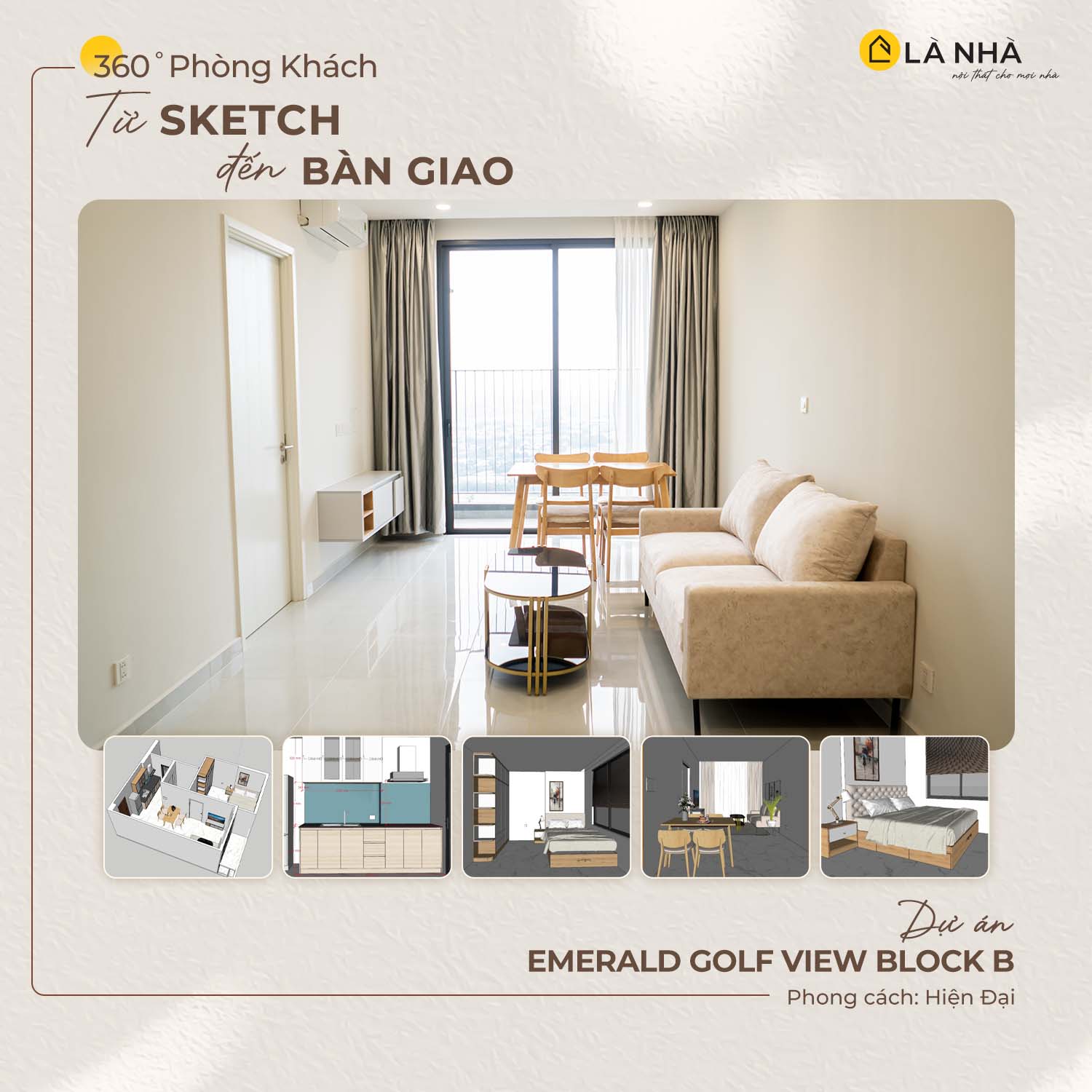 Phòng khách okking0 đơn giản, hiện đại m.okking Emarald Golf View