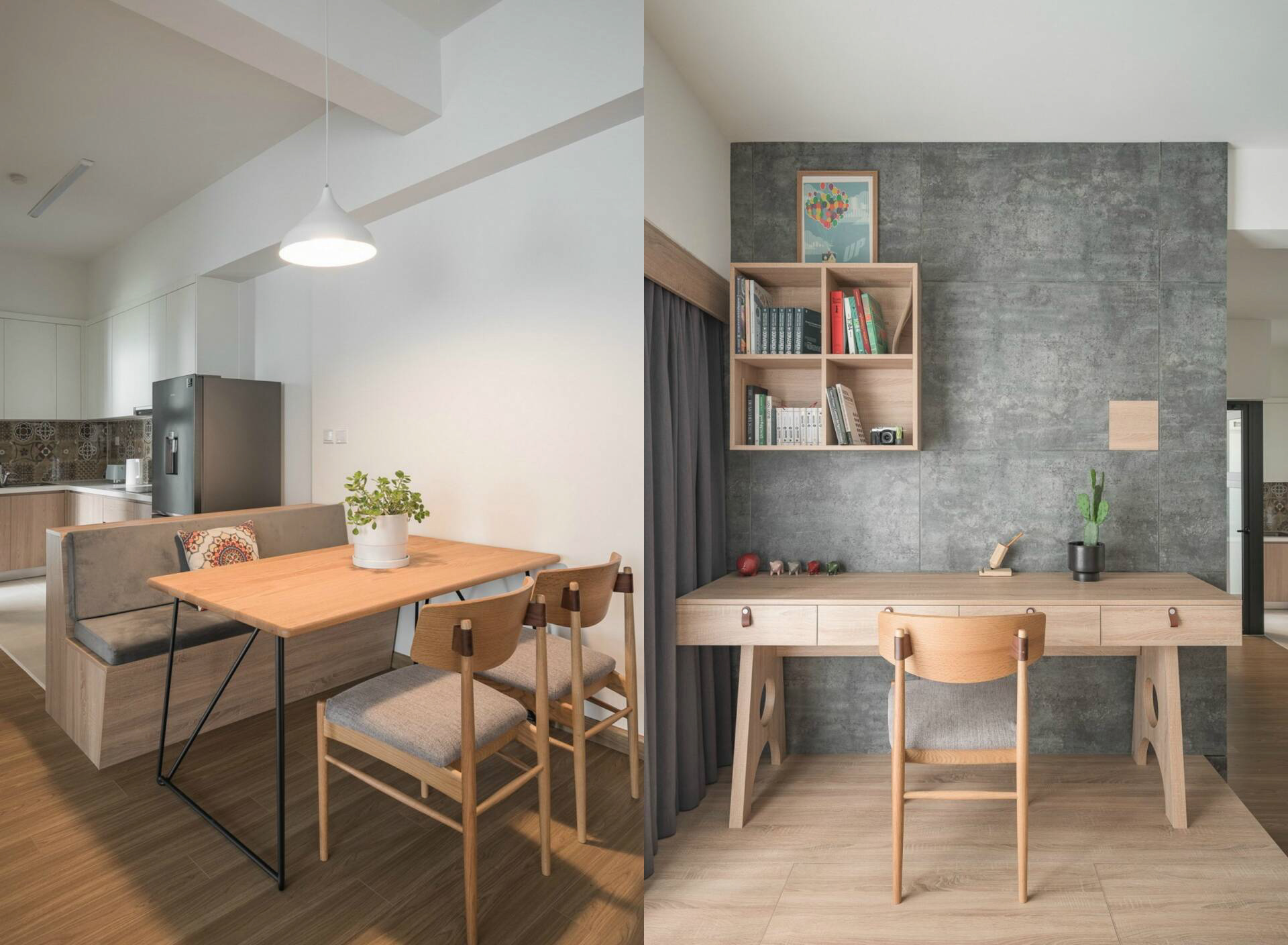 Mẫu okking0 phòng khách và khu vực học tập, làm việc của căn hộ mini m.okking39 Wabi Sabi