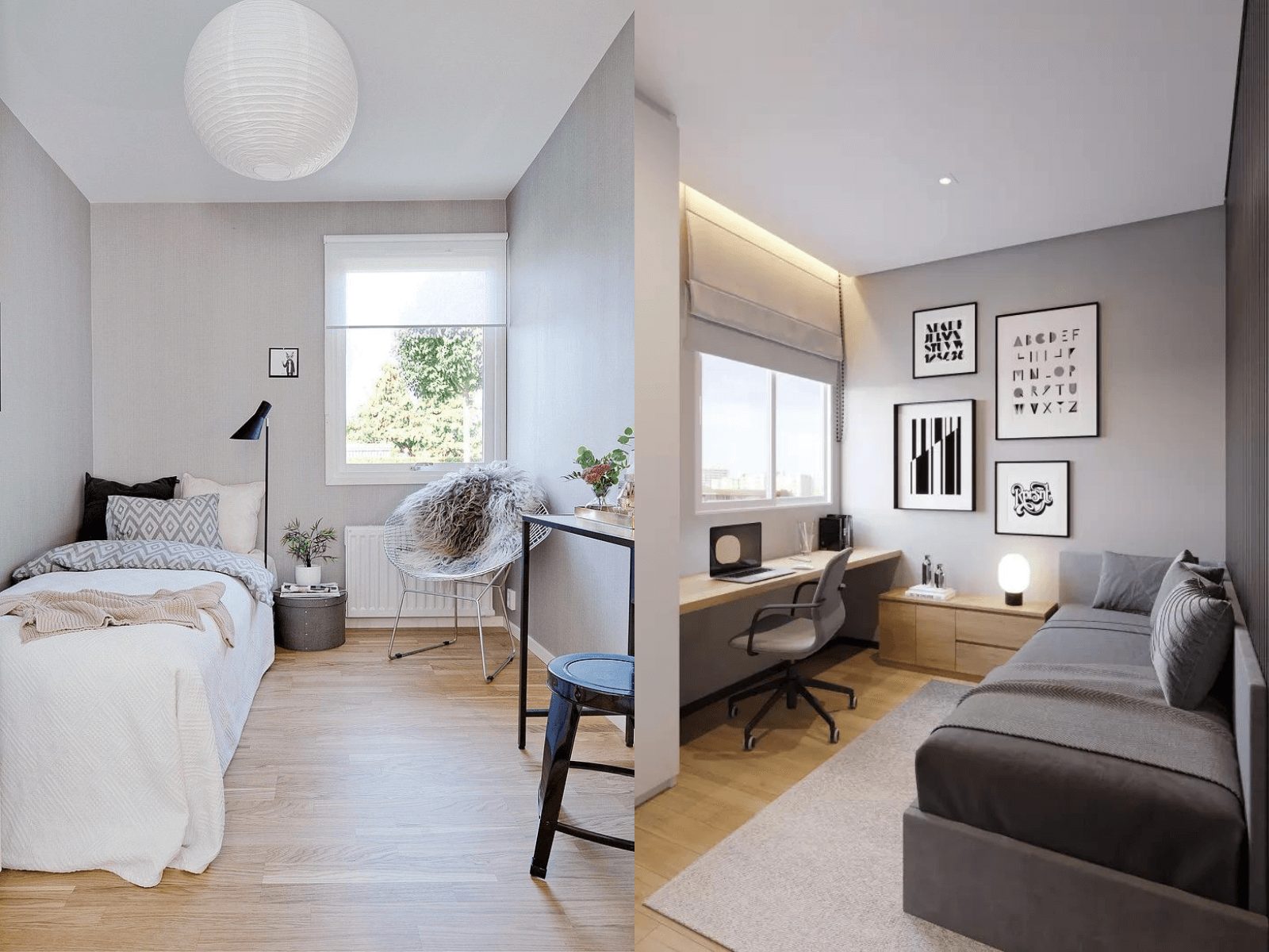 okking.con nhỏ 4m2 sáng màu kết hợp cửa sổ tận dụng tối đa nguồn ánh sáng tự nhiên