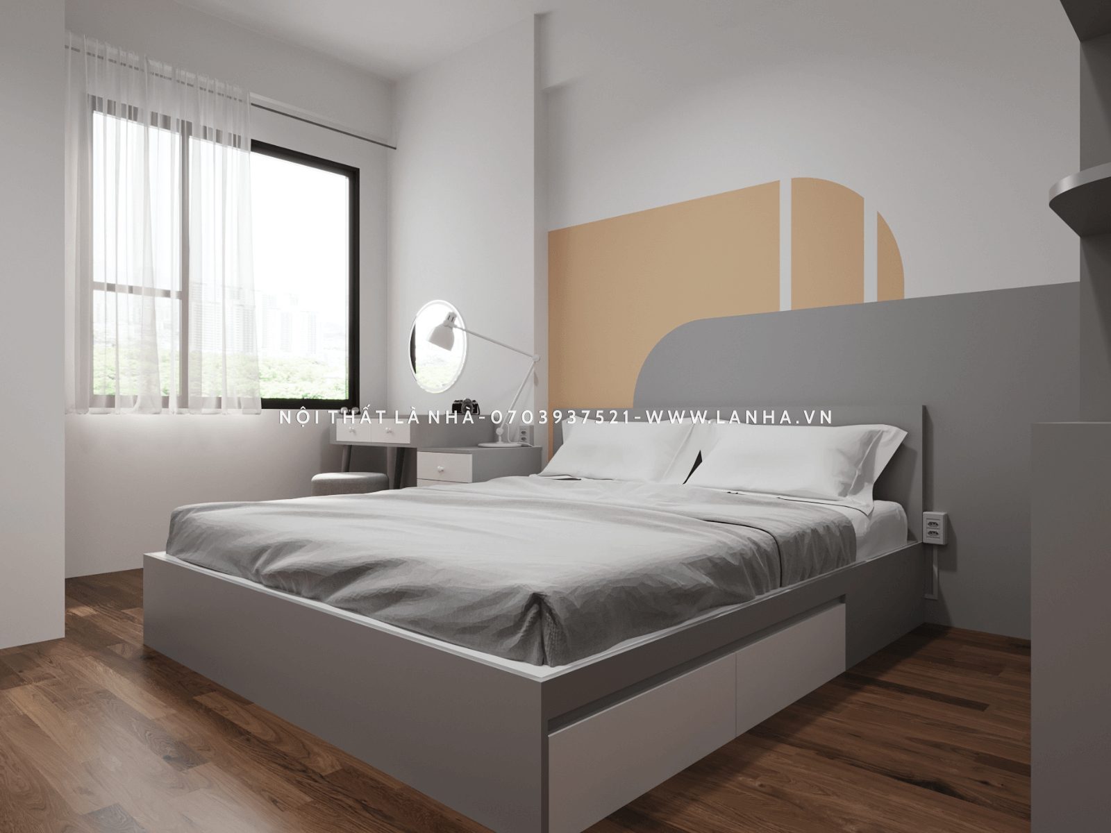 okking.con với cửa sổ lớn và rèm mỏng tận dụng tối đa ánh sáng tự nhiên