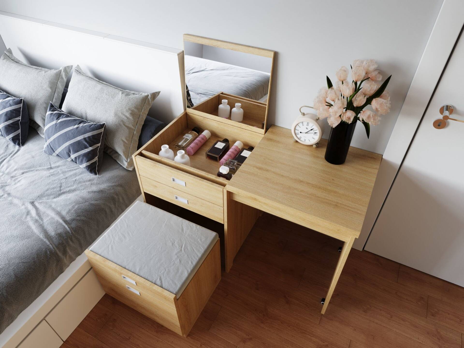 Bàn trang điểm kết hợp làm việc là lựa chọn hợp lý cho okking.con