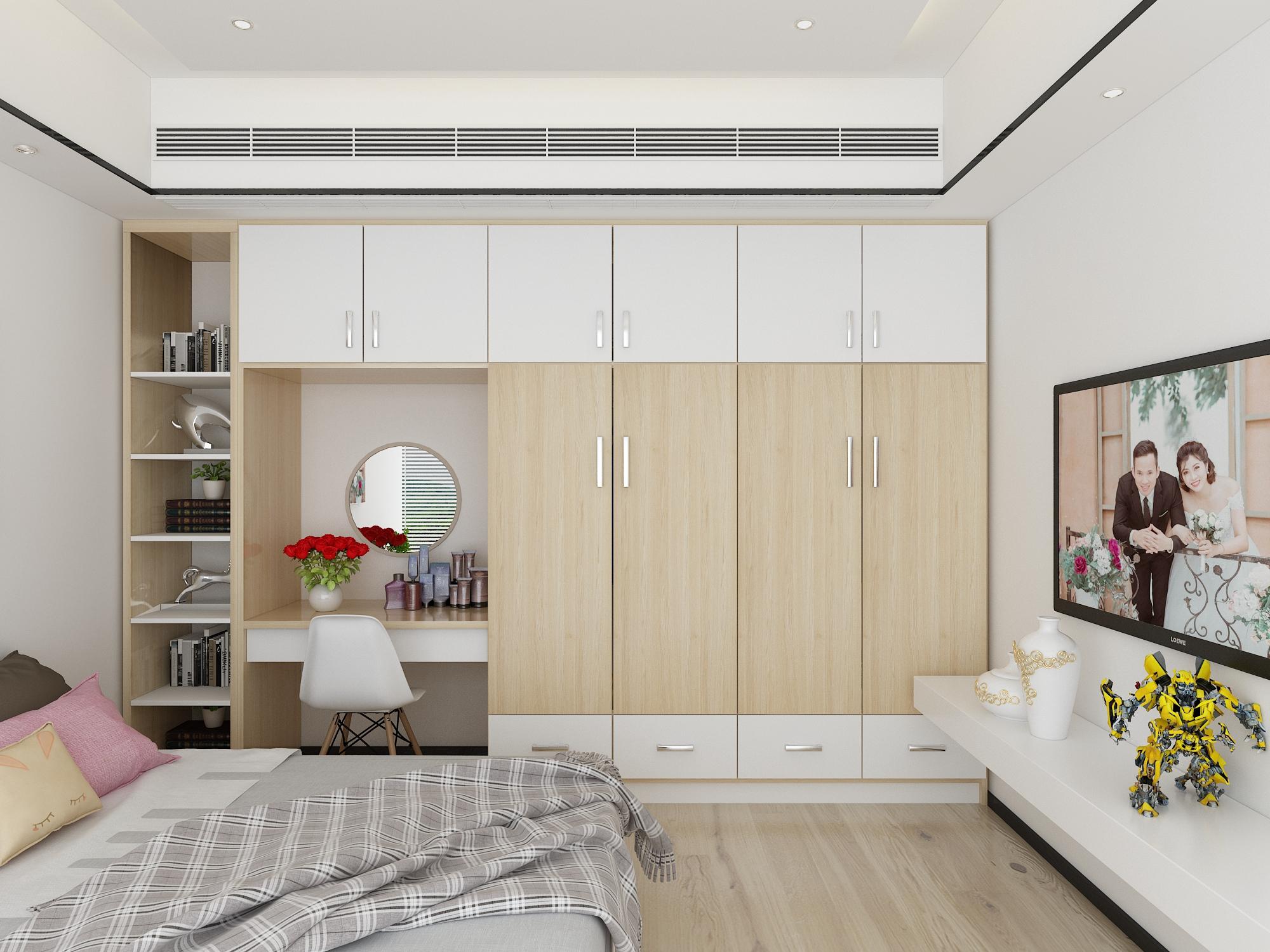 Bàn trang điểm, làm việc và tủ chứa đồ 3 trong 1