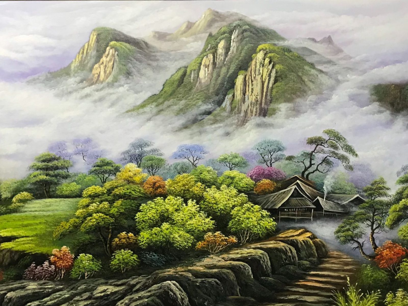 Tranh sơn thuỷ núi non phù hợp với người mệnh Thổ