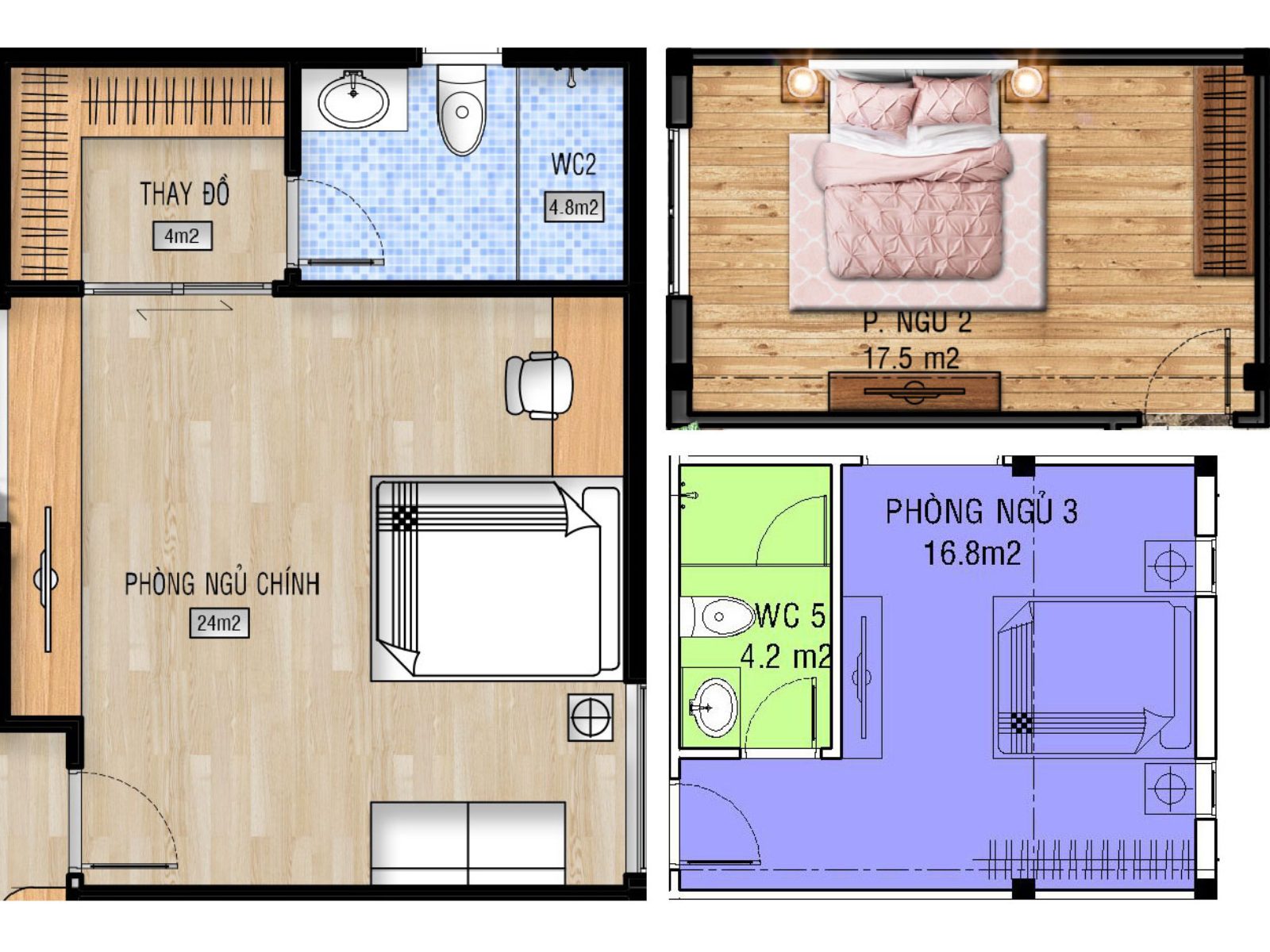 Kích thước đồ nội thất phù hợp với diện tích okking