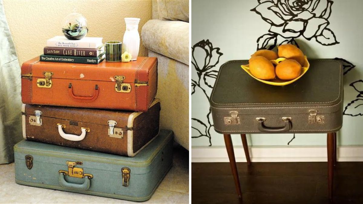 Sử dụng vali cũ làm tủ đầu giường decor okking m.okking39 vintage