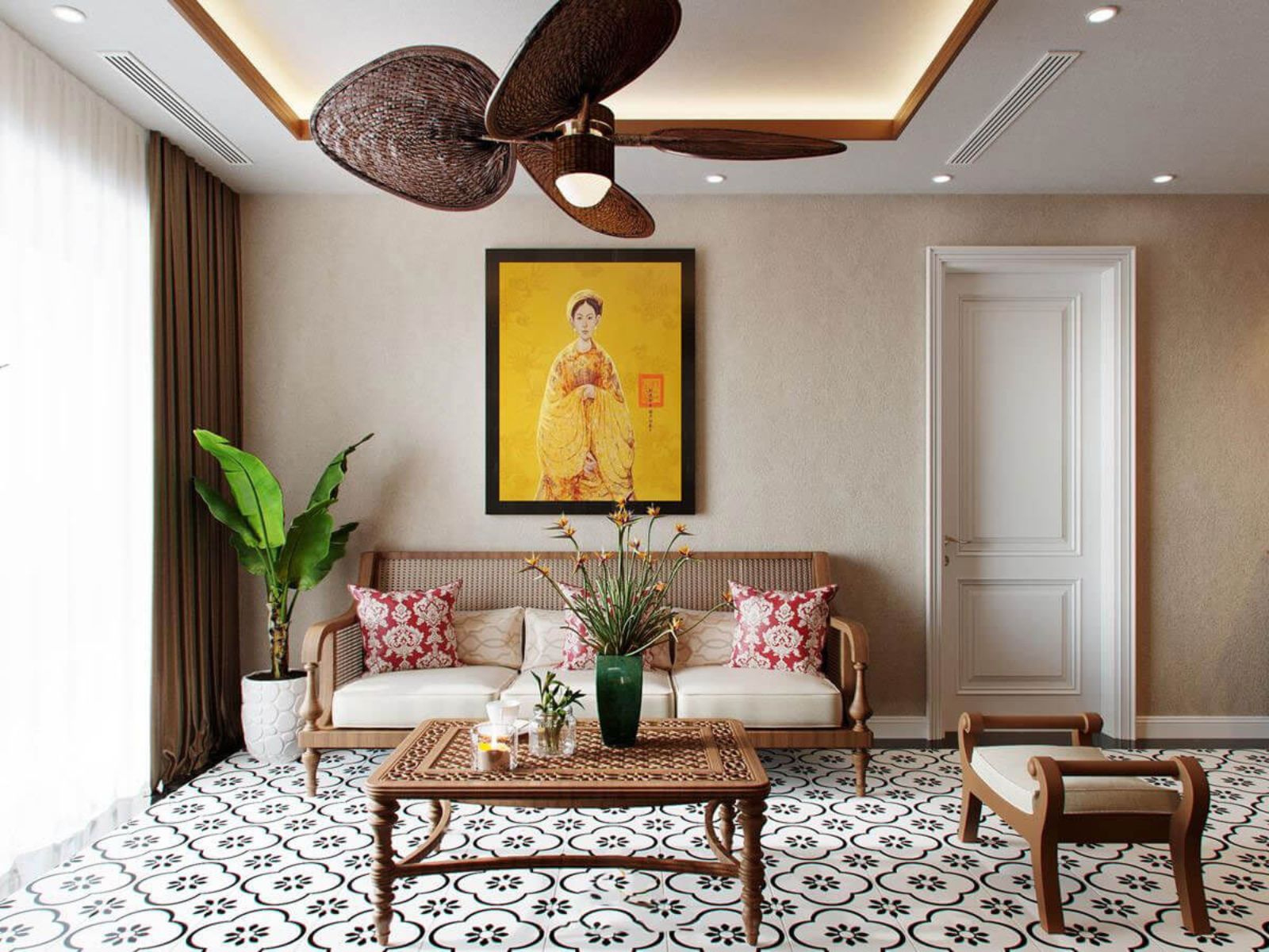 Phong cách nội thất Indochine ưa chuộng sử dụng vật liệu tự nhiên