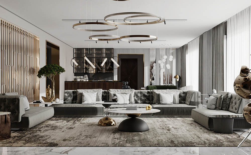 Thiết kế phòng khách m.okking39 Luxury sang trọng, lịch lãm