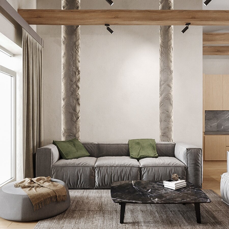 Thiết kế m.okking39 rustic hiện đại sử dụng chất liệu vải thô, tự nhiên