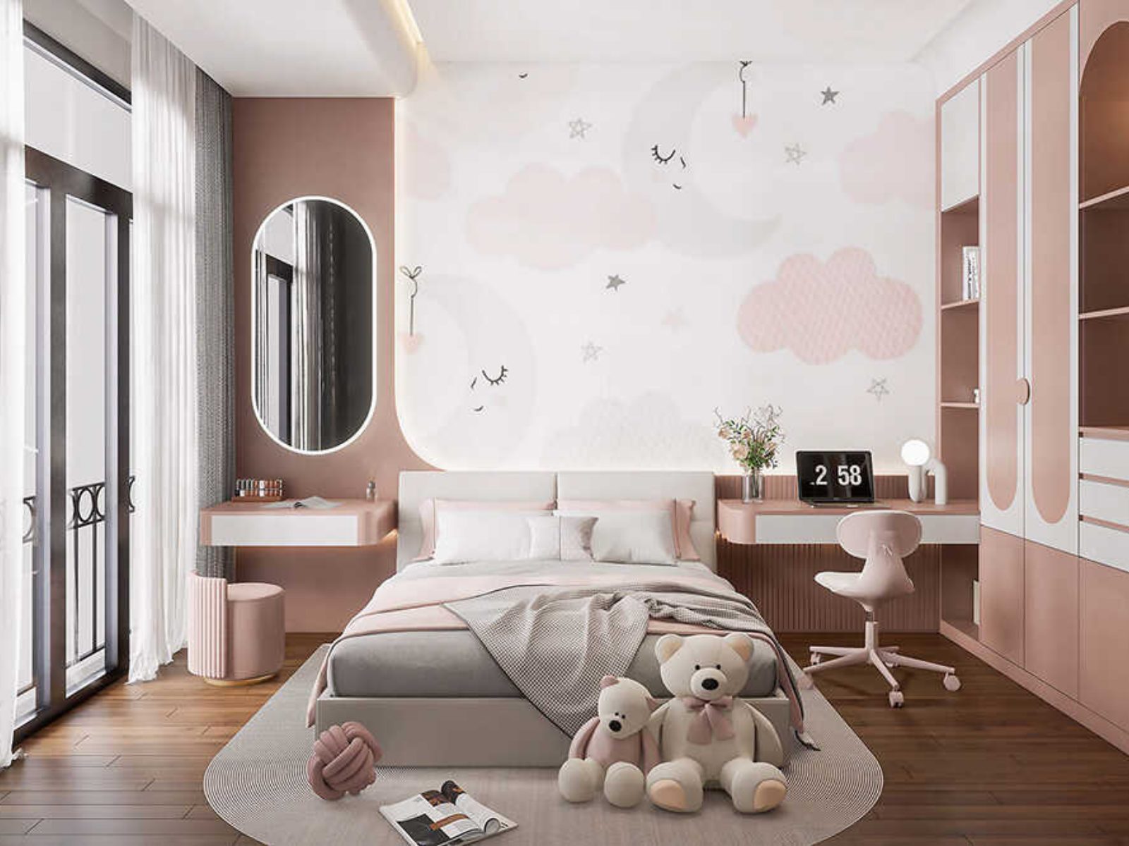 Bàn học okking0 hiện đại, nhỏ gọn tiết kiệm diện tích