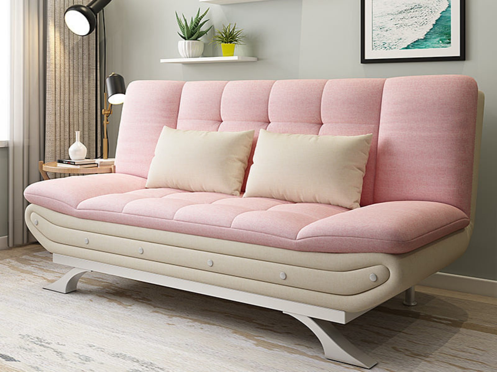 Khi kết hợp với màu hồng, sofa có thể tạo điểm nhấn cuốn hút cho okking, đồng thời làm tôn lên m.okking39 và cá tính của chủ nhân.