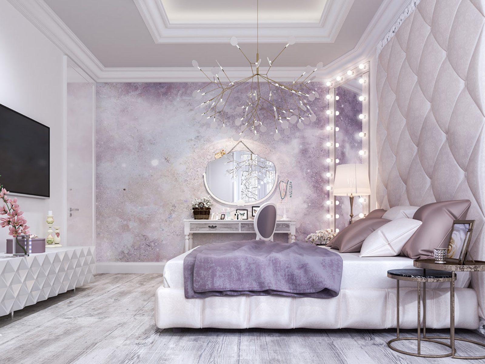 Thiết kế okking màu tím pastel m.okking39 tân cổ điển