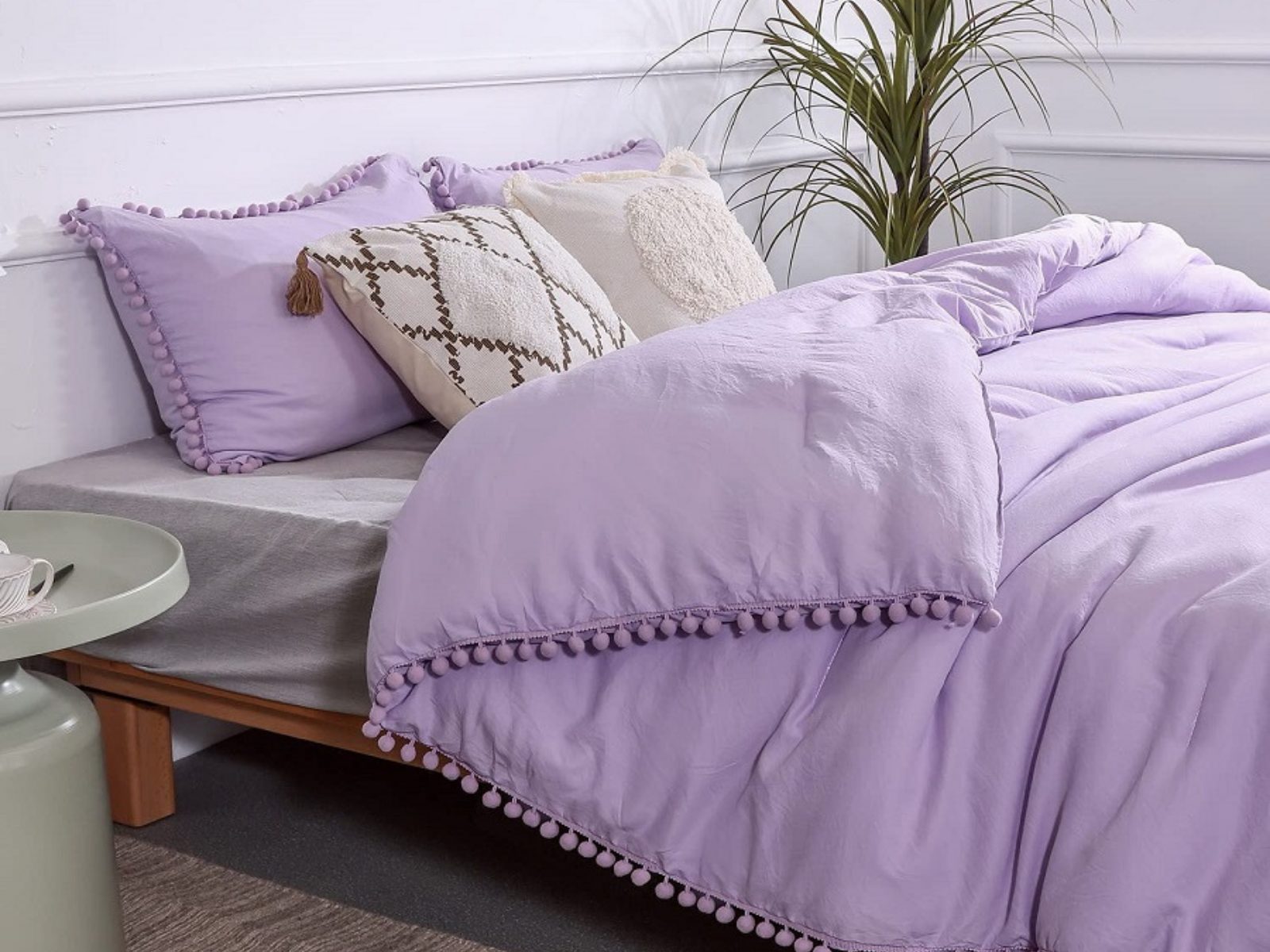 Bộ chăn gối okking màu tím pastel