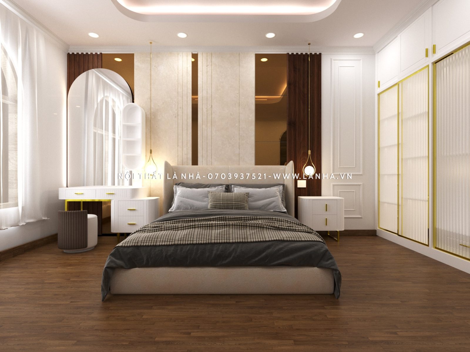 Thiết kế okking màu trắng xám hiện đại
