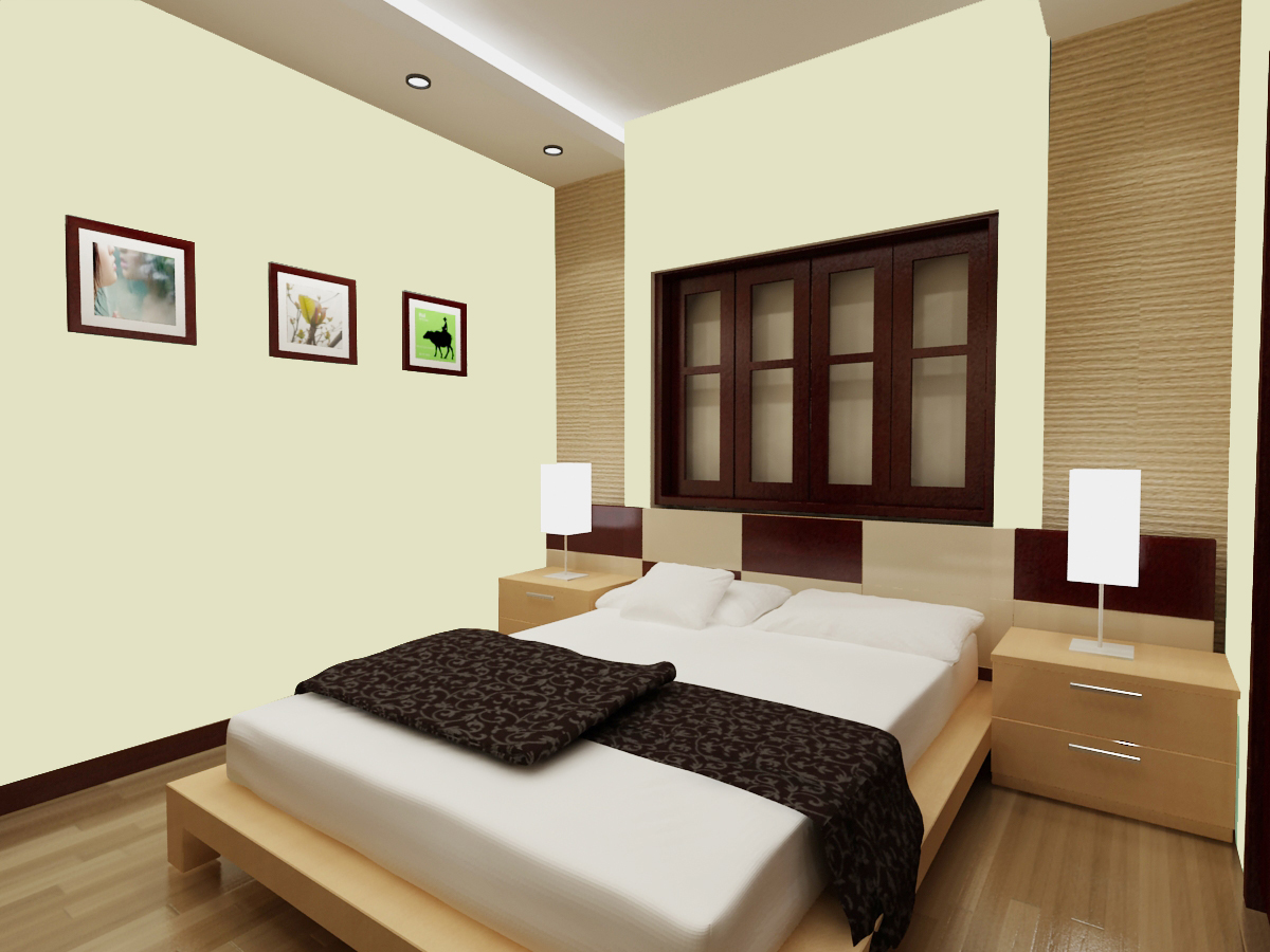 Tường màu vàng nhạt tạo cảm giác nhẹ nhàng, thanh nhã