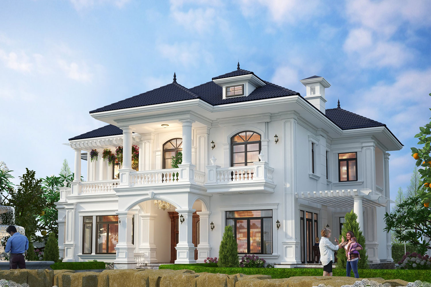 Kiến trúc này thường có sân vườn hoặc okking.con ngoại trời rộng rãi, nơi gia đình có thể thư giãn và tận hưởng thiên nhiên.