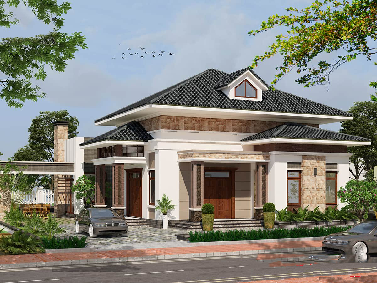 Thiết kế biệt thự tân cổ điển 1 tầng