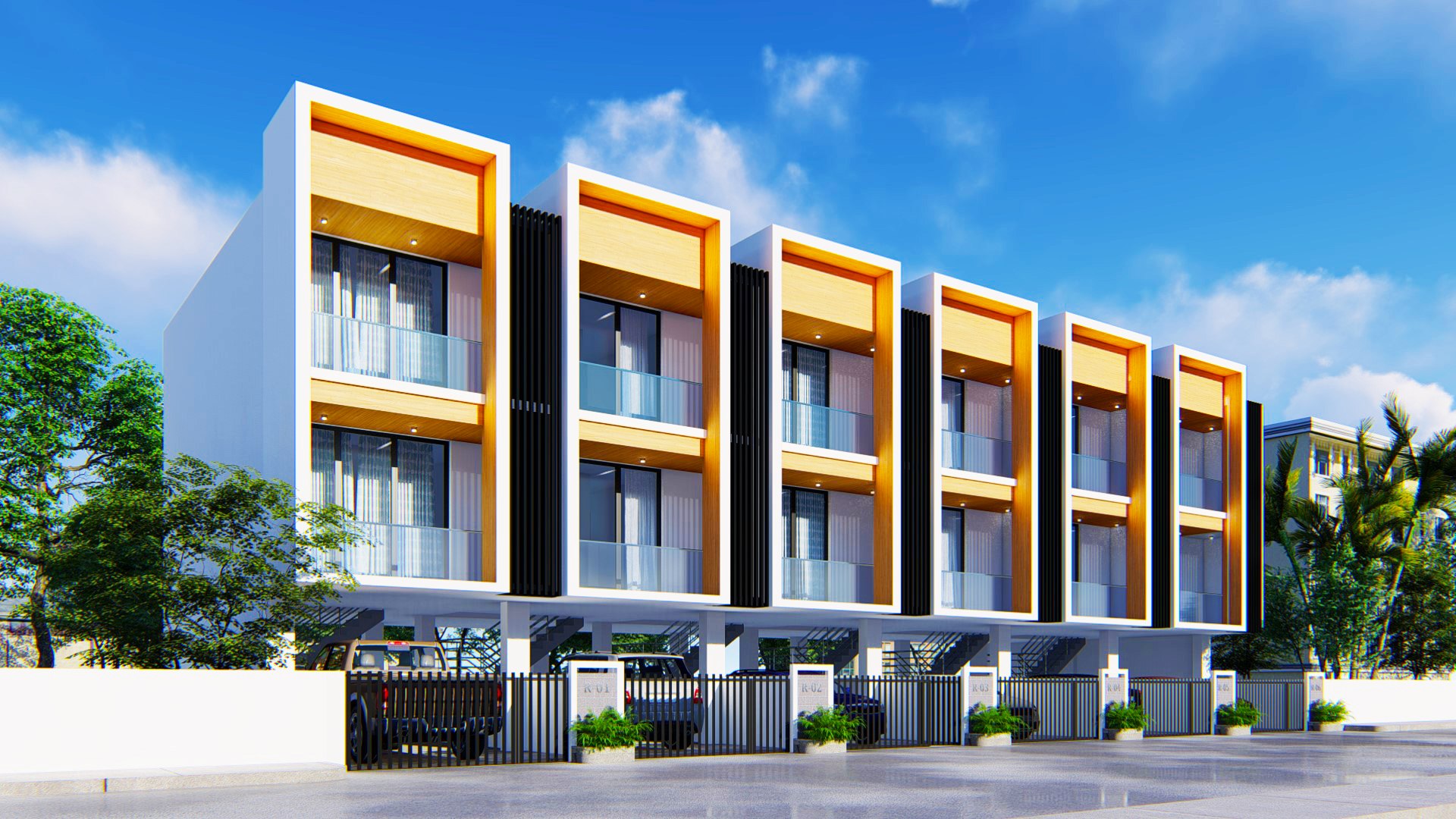 Nhà liền có có lối kiến trúc bên ngoài giống nhau