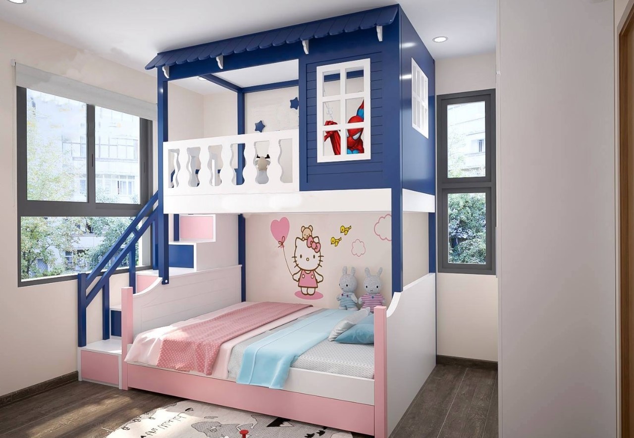 Giường ngủ với 2 m.okking39 khác nhau tạo nên sự sinh động cho okking
