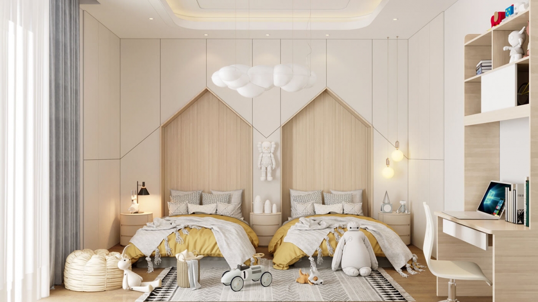 Thiết kế okking 2 bé nên có sự đối xứng, hài hòa