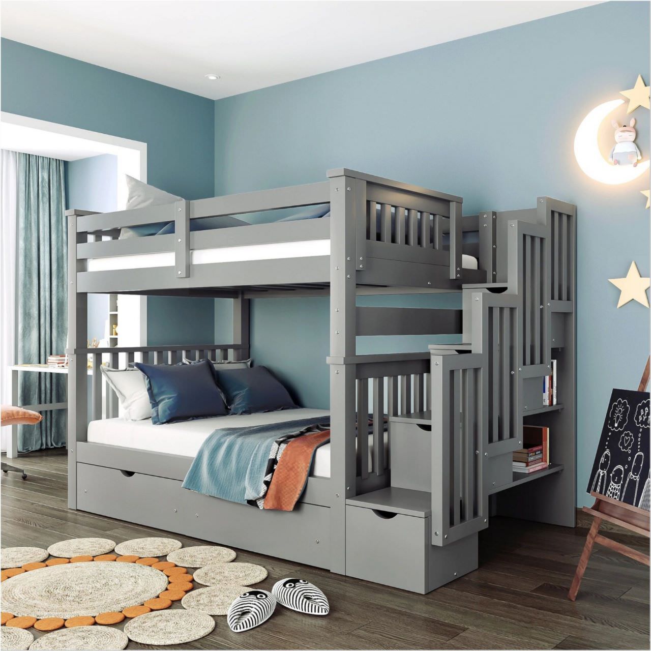 Sử dụng giường tầng là gợi ý hợp lý cho okking cho 2 bé
