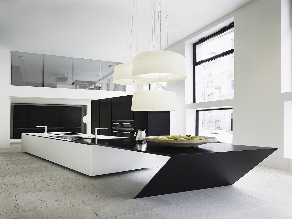 Decor nhà bếp trắng-đen độc đáo