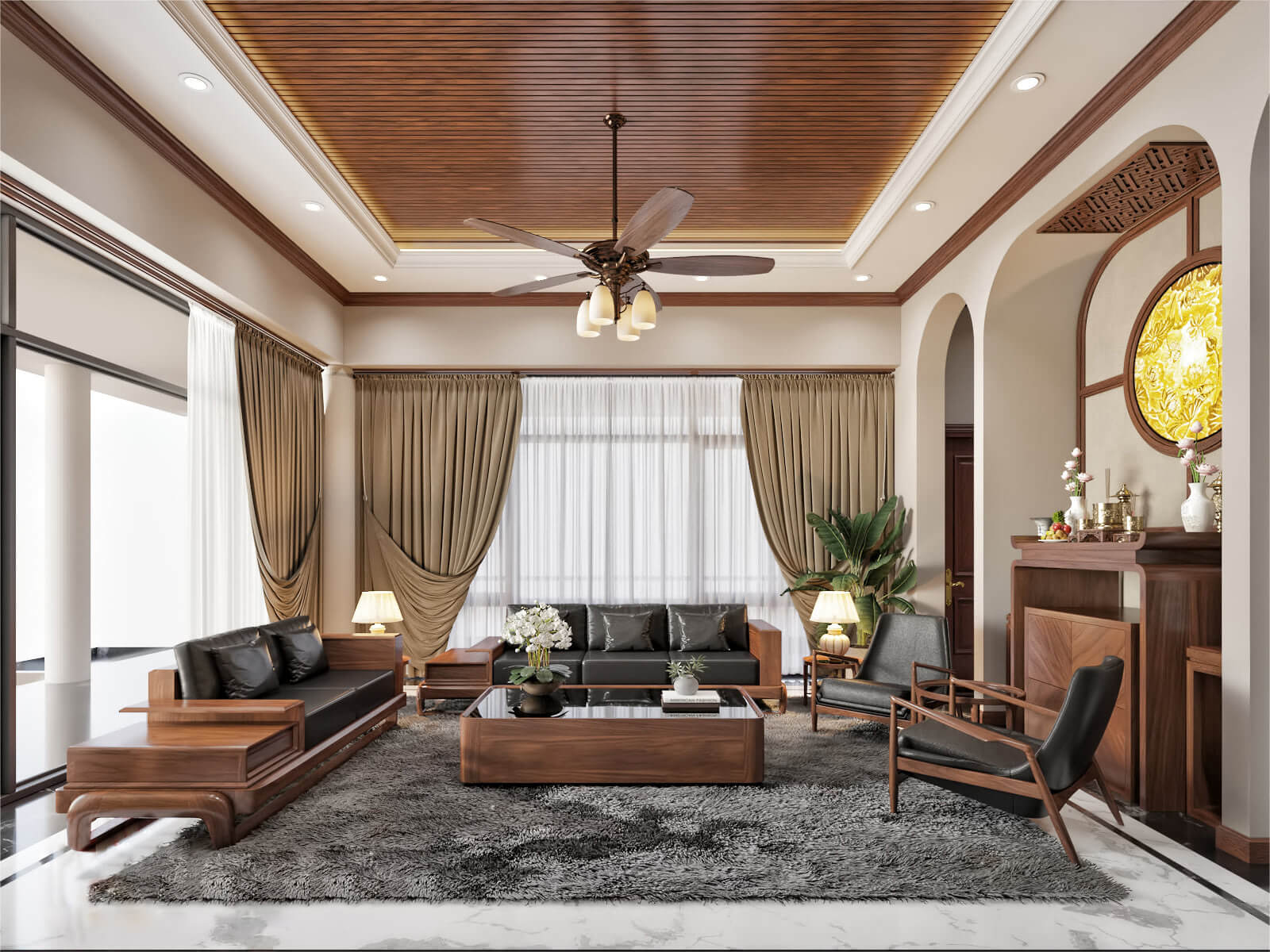 Sofa có thể mang màu sắc trung tính hoặc tạo điểm nhấn bằng màu sắc đậm hơn