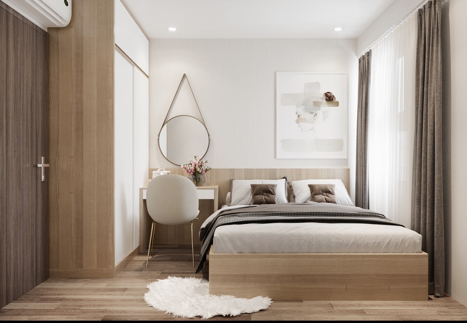 Màu sắc trung tính như xám, beige hoặc trắng có thể làm cho phòng trở nên sang trọng và dễ kết hợp với các món đồ trang trí khác