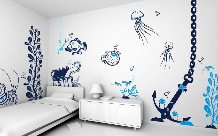 Trang trí okking mệnh Thủy bằng những họa tiết biển