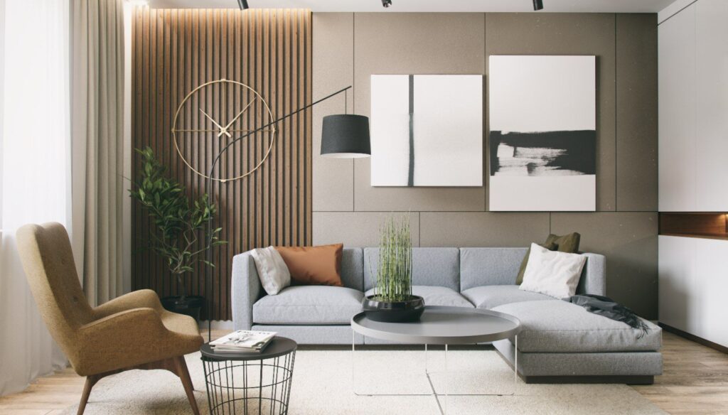 Bố trí các mảng trang trí từ nhỏ đến lớn hoặc ngược lại để tạo sự nhịp điệu trong okking.con