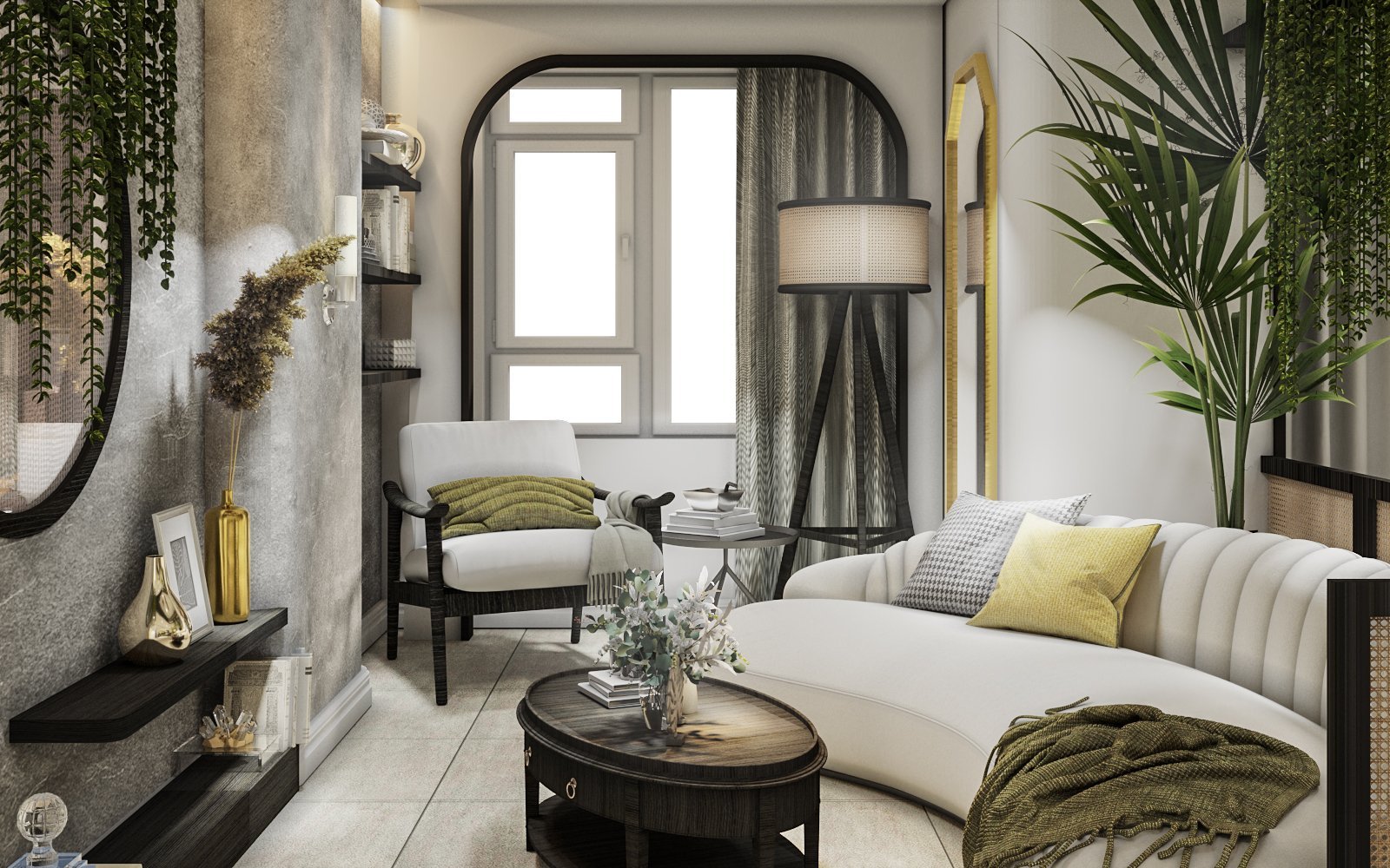 Chọn màu sắc của sofa và các phụ kiện sao cho phù hợp với màu sắc tổng thể của phòng khách
