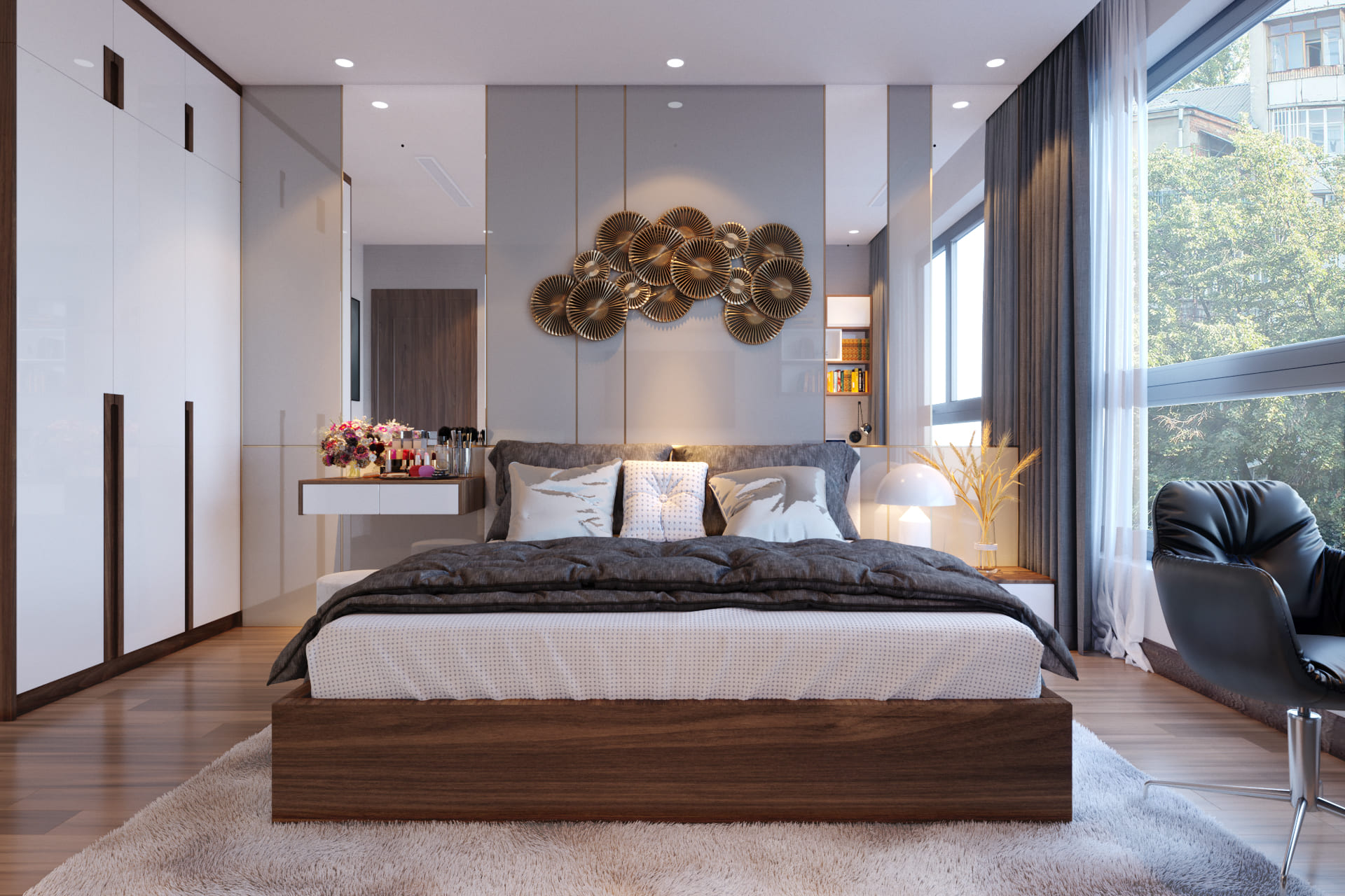 Tận dụng ánh sáng tự nhiên bằng cách sử dụng rèm cửa trong suốt hoặc mở cửa sổ để tạo cảm giác mở cửa sổ hơn và tạo okking.con thoải mái