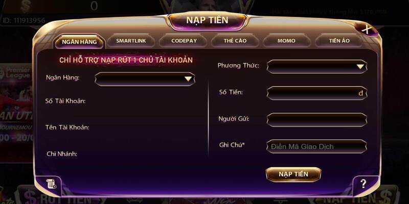 Nạp vốn để trải nghiệm game bài