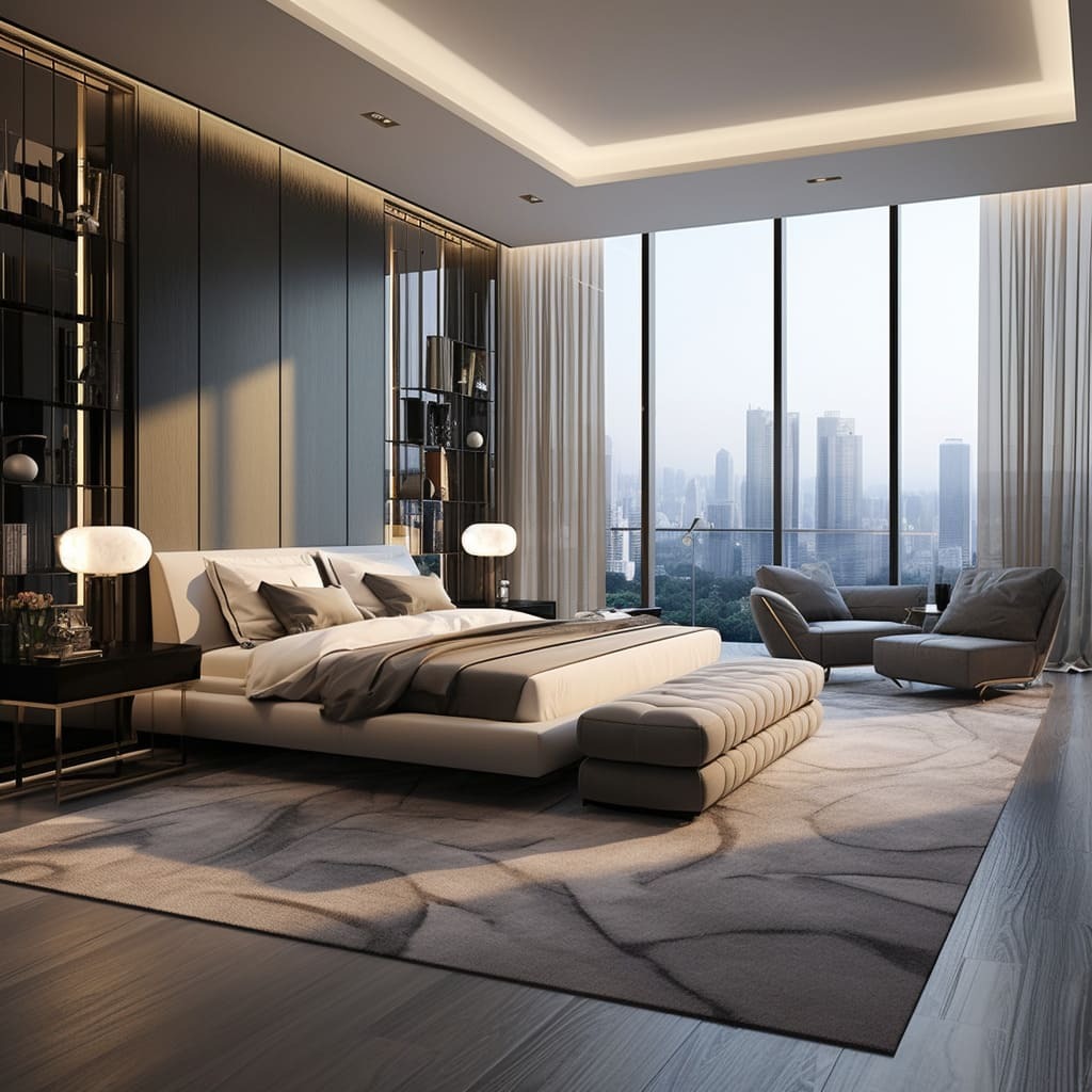 Sử dụng cửa kính giúp căn okking master có nhiêu ánh sáng tự nhiên hơn
