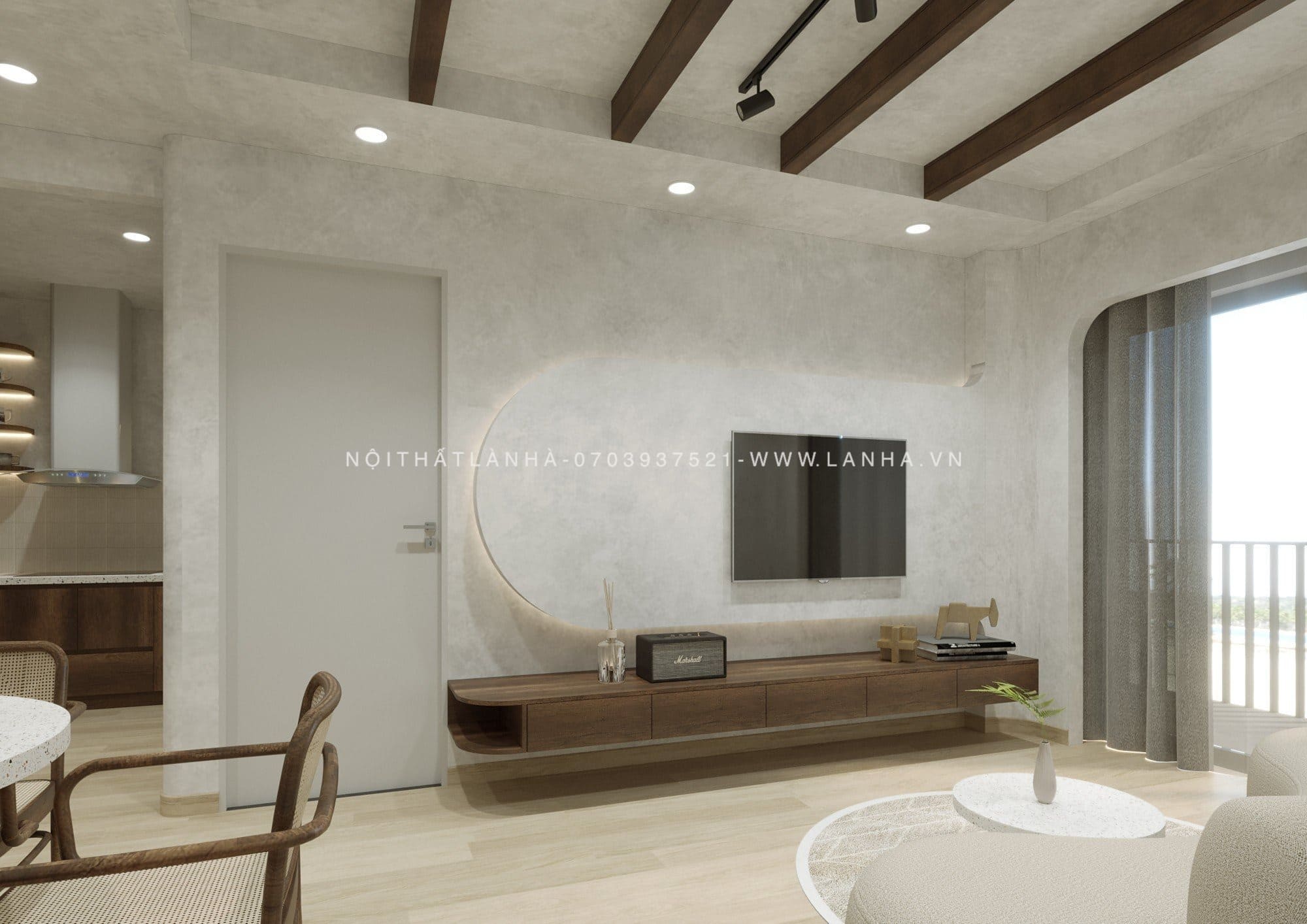 Phòng khách m.okking39 Wabi Sabi đơn giản, tinh tế