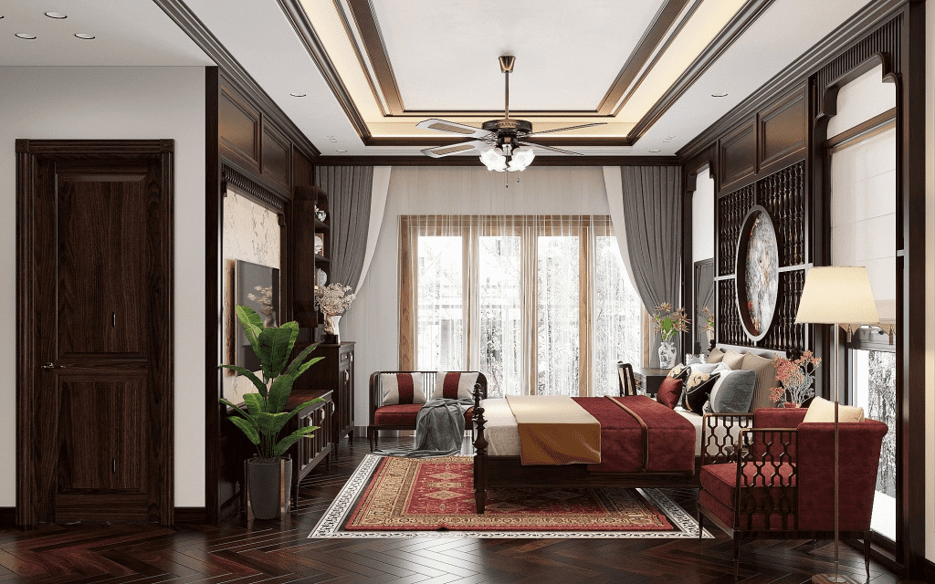okking.con điểm xuyến màu đỏ cổ điển đặc trưng kiến trúc Đông Dương cho người mệnh Hỏa (Nguồn: Sưu tầm)