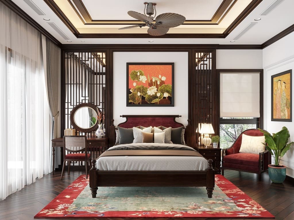 Mẫu okking0 nội thất okking sử dụng tone màu đỏ ấm áp