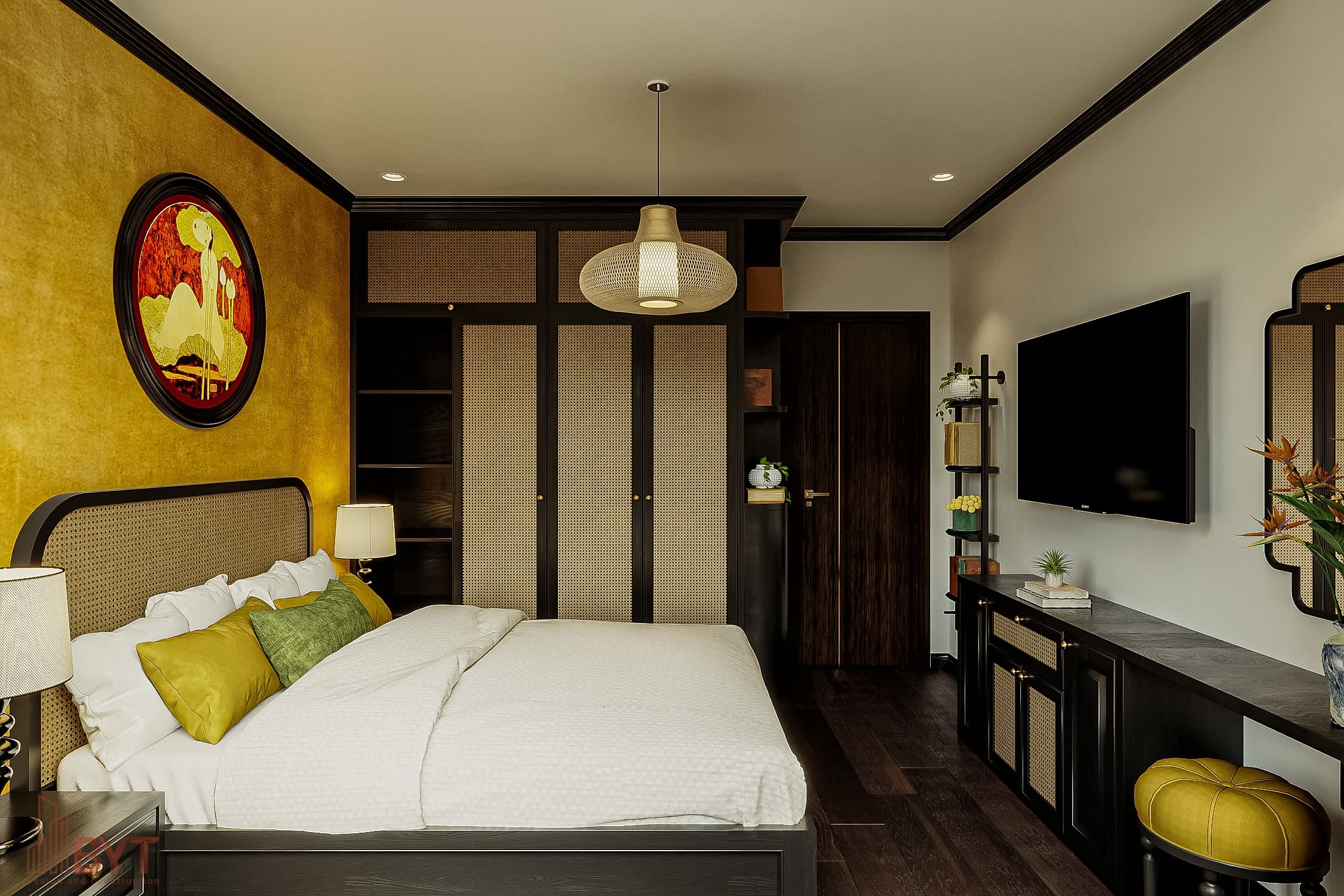 Mẫu okking Indochine sử dụng tone màu vàng