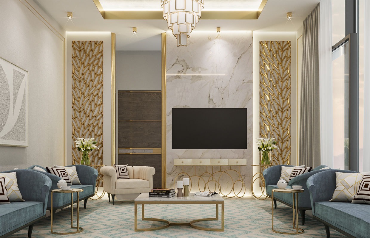 Phòng khách nhà 2 tầng rộng