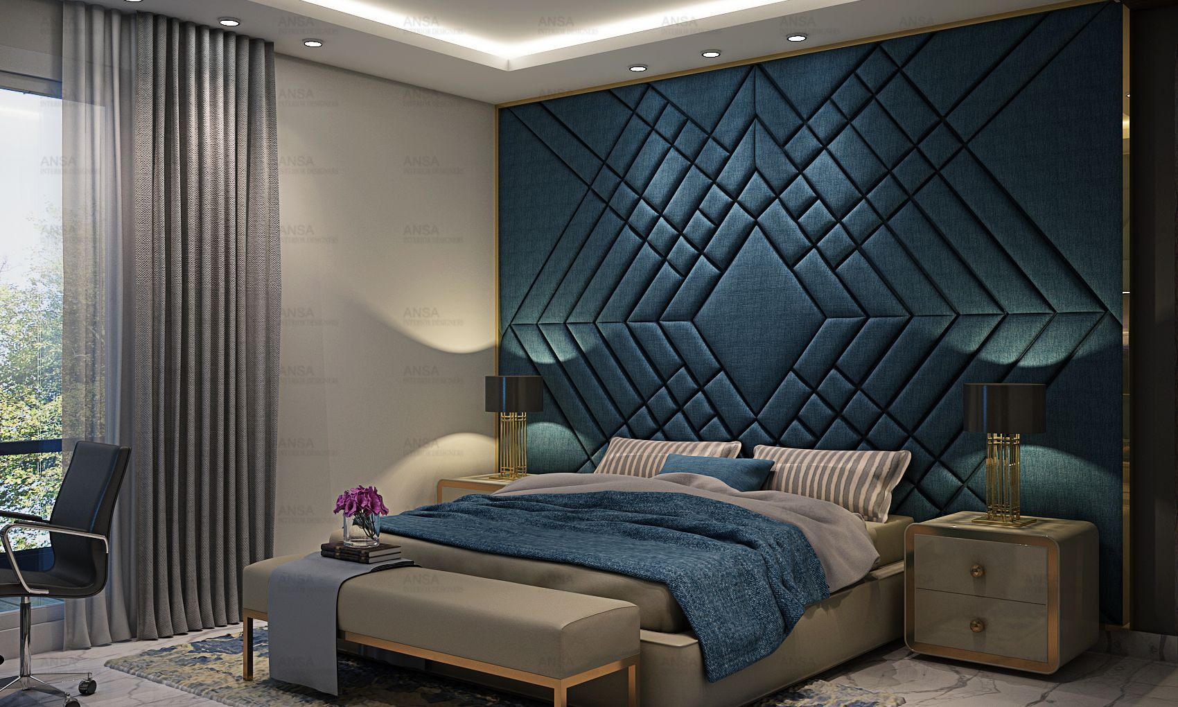 Mẫu okking0 nội thất nhà 2 tầng với okking tone xanh dương
